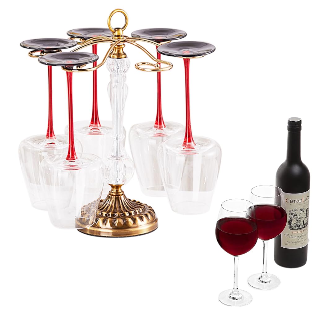 Supvox Metal Wine Glass Holder for 6 Goblets, Wine Rack Table Top Goblet Holder, Stainless Steel Stemware Storage Rack for Bar Kitchen Easy Access and Storage Wine Glass (Gold) Supvox Metal Wine Glass Holder for 6 Goblets, Wine Rack Table Top Goblet Holder, Stainless Steel Stemware Storage Rack for Bar Kitchen Easy Access and Storage Wine Glass (Gold)